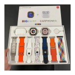 i20 Ultra MAX Suite (10-in-1) SmartWatch + Aiirpods Pro with Transparent Screen Guard Watch with Seven Decorated Straps - Silver
