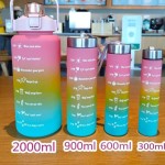 4pcs water bottle 4 in 1 Set Portable Half Gallon Sport Plastic 4 In 1 Water Bottle Set Of 4pcs Motivational Bottles With Straw